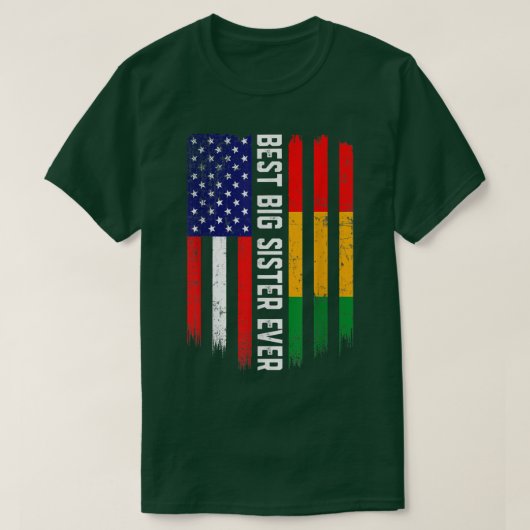 アメリカ国旗とギニア最高の国旗の姉まで Tシャツ (デザイン正面)