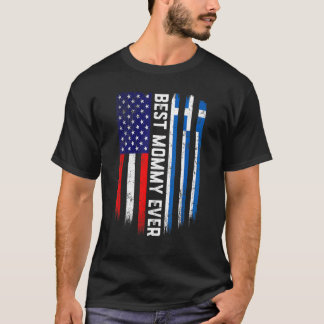アメリカ国旗とギリシャ最高の国旗のモーマイエバーファミリー Tシャツ