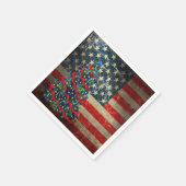 アメリカ国旗とクリスマスツリー スタンダードカクテルナプキン (角)