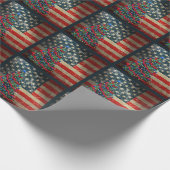 アメリカ国旗とクリスマスツリー ラッピングペーパー (角)
