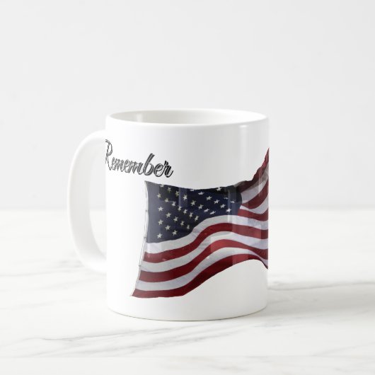 アメリカ国旗とクロス - 思い出 コーヒーマグカップ (正面左)