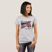 アメリカ国旗とクロス - 思い出 Tシャツ (正面フル)