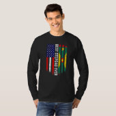 アメリカ国旗とグレナダ最高の国旗Stepdad Everfam Tシャツ (正面フル)