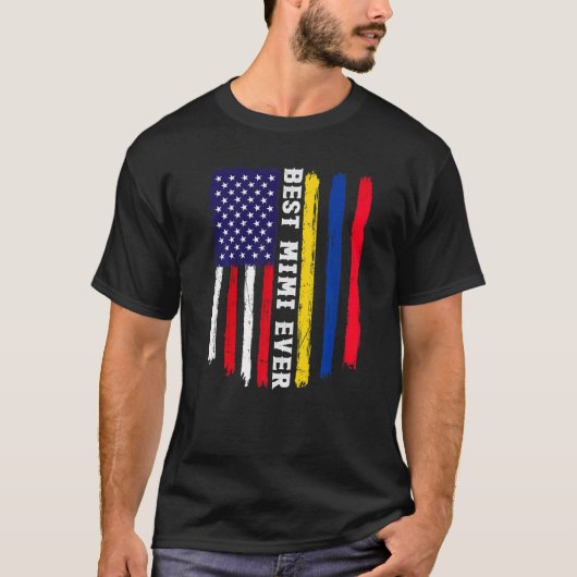 アメリカ国旗とコロンビア最高の国旗ミミ・エバーファミル Tシャツ (正面)
