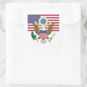 アメリカ国旗とコート・オブ・アームズ、統一された州 スクエアシール (バッグ)