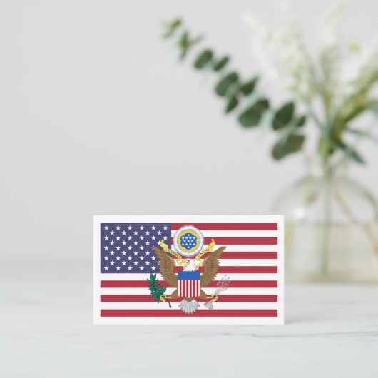 アメリカ国旗とコート・オブ・アームズ、統一された州 名刺 (スタンド正面)