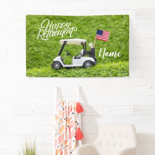 アメリカ国旗とゴルフハッピーリタイア 横断幕 (インサイチュ)