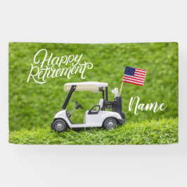 アメリカ国旗とゴルフハッピーリタイア 横断幕