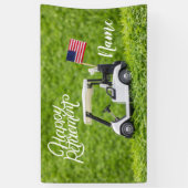 アメリカ国旗とゴルフハッピーリタイア 横断幕 (縦)