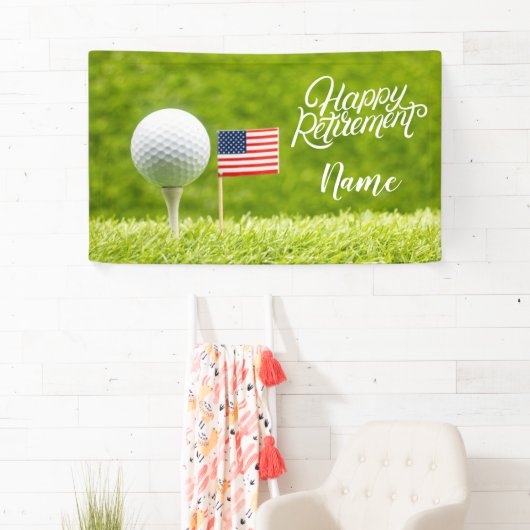 アメリカ国旗とゴルフハッピーリタイア 横断幕 (インサイチュ)