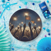 アメリカ国旗とスパーカーで集まる ペーパープレート (パーティー)