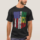 アメリカ国旗とセネガル国旗の最高の夫エバーファム Tシャツ (正面)