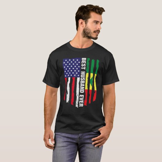 アメリカ国旗とセネガル国旗の最高の夫エバーファム Tシャツ (正面フル)