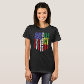 アメリカ国旗とセネガル国旗最高のイシズ・エブミ Tシャツ (正面フル)