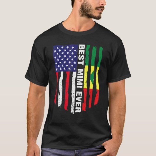 アメリカ国旗とセネガル国旗最高のミミエバーファミリー Tシャツ (正面)
