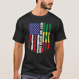 アメリカ国旗とセネガル最高の国旗の姉 Tシャツ