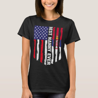 アメリカ国旗とセルビア最高の国旗ナニー・エバー・ファミリー Tシャツ