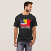 アメリカ国旗とチャド最高の国旗独身のモマエバーFam Tシャツ (正面フル)