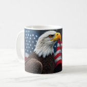 アメリカ国旗とハクトウワシの7月4日アート コーヒーマグカップ (正面左)