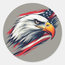 アメリカ国旗とハクトウワシのUSAプライドギフト ラウンドシール