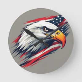 アメリカ国旗とハクトウワシのUSAプライドギフト ラウンド壁時計