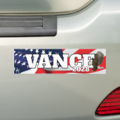 アメリカ国旗とハクトウワシのVance Text バンパーステッカー (車上)
