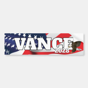 アメリカ国旗とハクトウワシのVance Text バンパーステッカー
