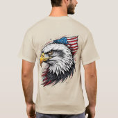 アメリカ国旗とハクトウワシ – 詳細なアート Tシャツ (裏面)