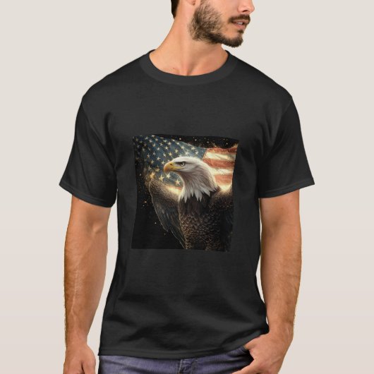 アメリカ国旗とハクトウワシ Tシャツ (正面)
