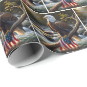 アメリカ国旗とハゲのイーグルオンツリーブランチ ラッピングペーパー (ロールコーナー)