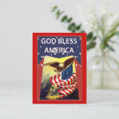 アメリカ国旗とハゲのワシを祝福する ポストカード (スタンド正面)