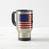アメリカ国旗とハゲのワシ トラベルマグ (正面左)