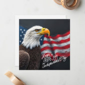 アメリカ国旗とハゲワシの4th of July アート ノートカード (正面/裏面インサイチュ)