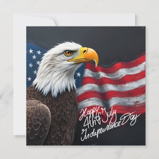 アメリカ国旗とハゲワシの4th of July アート ノートカード (正面)