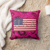 アメリカ国旗とバラ装飾用クッション クッション (ブランケット)