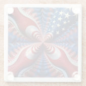 アメリカ国旗とフラクタルのブレンド ガラスコースター (裏面)