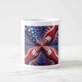 アメリカ国旗とフラクタルのブレンド ジャンボコーヒーマグカップ