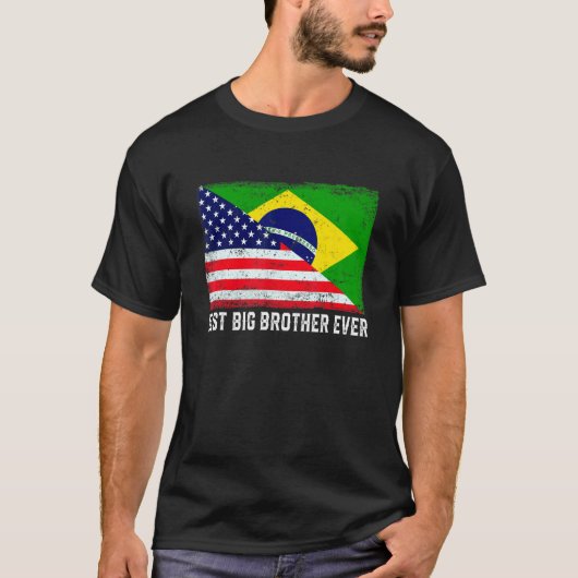 アメリカ国旗とブラジ最高のル国旗 Tシャツ (正面)
