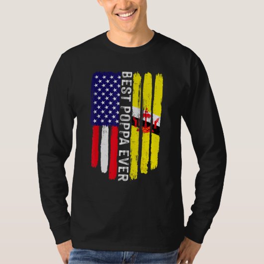 アメリカ国旗とブルネイ最高の国旗エバーファミリー Tシャツ (正面)
