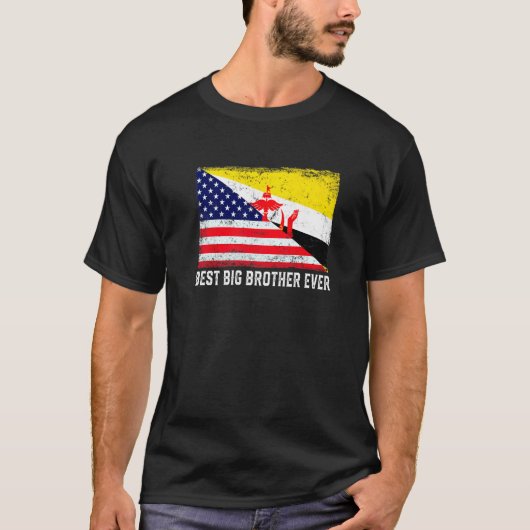 アメリカ国旗とブルネイ最高の国旗 Tシャツ (正面)