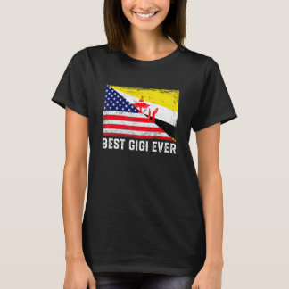 アメリカ国旗とブルネイ最高の国旗Gigi Ever Family Tシャツ