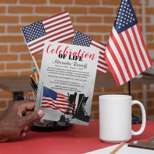 アメリカ国旗とブーツの追悼式 招待状