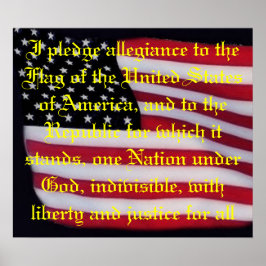 アメリカ国旗とプレッジ・オーバーレイ・プリント ポスター