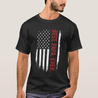 アメリカ国旗とベストパパメッセージ 父の日ギフト Tシャツ