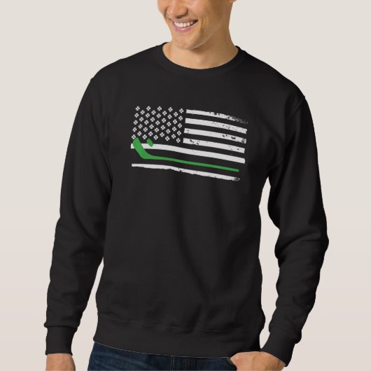 アメリカ国旗とホッケー選手St patricks day スウェットシャツ (正面)