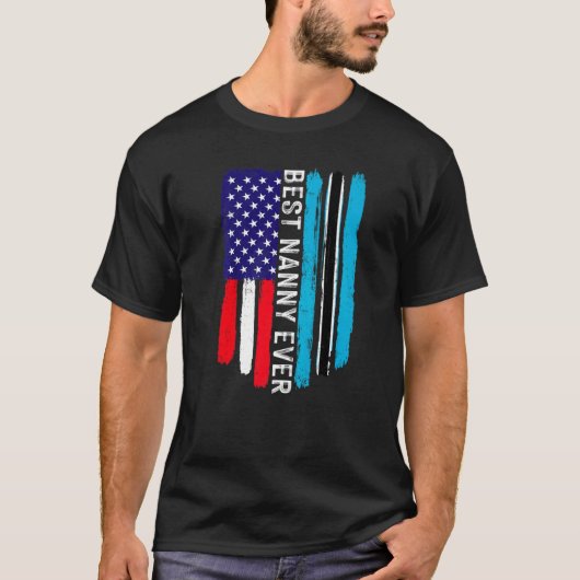 アメリカ国旗とボツワナ最高のファンニ Tシャツ (正面)