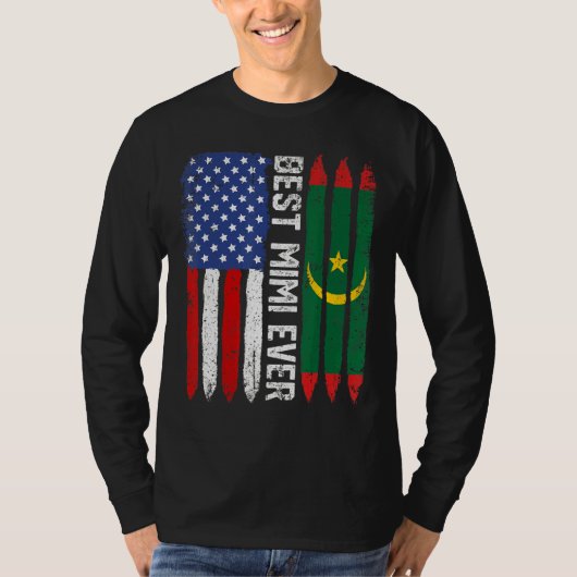 アメリカ国旗とモーリタニア最高の国旗ミイエバーファム Tシャツ (正面)