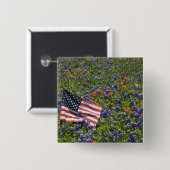 アメリカ国旗とルピナスの花 (2) 缶バッジ (正面&裏面)