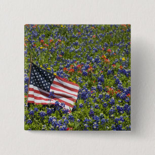 アメリカ国旗とルピナスの花 (2) 缶バッジ