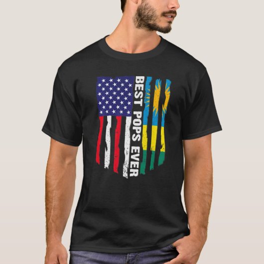 アメリカ国旗とルワンダ国旗の最高のポップは絶え間ない愛国者 Tシャツ (正面)